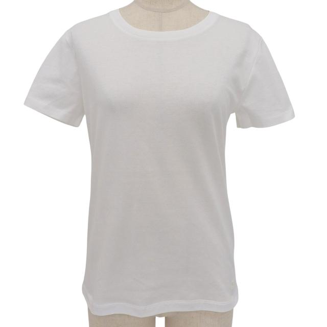 極美品▲CELINE セリーヌ 2X45C671Q コットン100％ トリオンフ刺繍 クルーネック 半袖Ｔシャツ 白 XS イタリア製 正規品 レディース