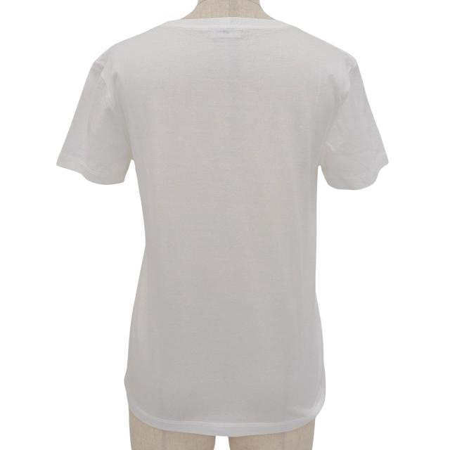 極美品▲CELINE セリーヌ 2X45C671Q コットン100％ トリオンフ刺繍 クルーネック 半袖Ｔシャツ 白 XS イタリア製 正規品 レディース_2