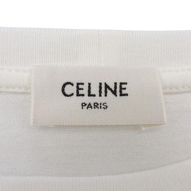 極美品▲CELINE セリーヌ 2X45C671Q コットン100％ トリオンフ刺繍 クルーネック 半袖Ｔシャツ 白 XS イタリア製 正規品 レディース_4