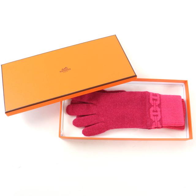 未使用タグ付き！エルメス［24年購入品］手袋　ヘヴン　シェーヌダンクル　カシミヤ 極美品☆HERMES エルメス ヘヴン カシミヤ シェーヌダンクルモチーフ
