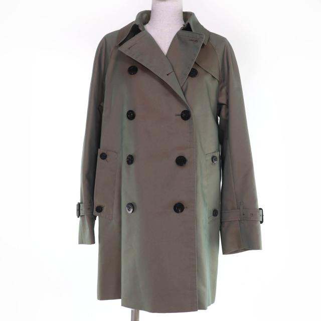 未使用品☆Aquascutum アクアスキュータム 5021350101-45 ウールライナー付 ハーフ トレンチコート カーキ 6 日本製 正規品 レディース