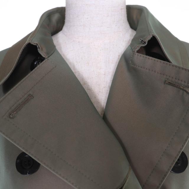 未使用品☆Aquascutum アクアスキュータム 5021350101-45 ウールライナー付 ハーフ トレンチコート カーキ 6 日本製 正規品 レディース_3