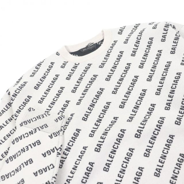 未使用品□BALENCIAGA バレンシアガ 702952 All Over Logo Sweaters オールオーバーロゴ 総柄 セーター アイボリー XS イタリア製 正規品