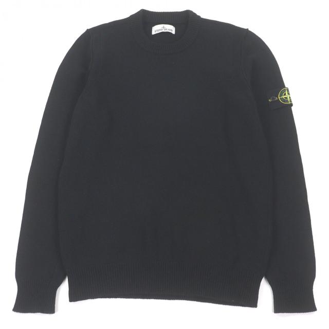 美品□STONE ISLAND ストーンアイランド 24AW 8115508A3 ロゴワッペン ロングスリーブニット 長袖 セーター ブラック M 正規品 メンズ