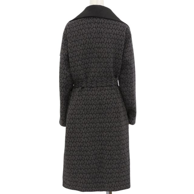 美品▲Michael Kors マイケルコース 77Q5443M22 MKシグネチャー ダブルフェイス ベルト付 ロングラップ コート ブラック グレー M 正規品_1