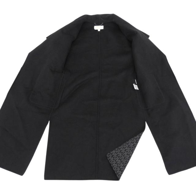 美品▲Michael Kors マイケルコース 77Q5443M22 MKシグネチャー ダブルフェイス ベルト付 ロングラップ コート ブラック グレー M 正規品_5