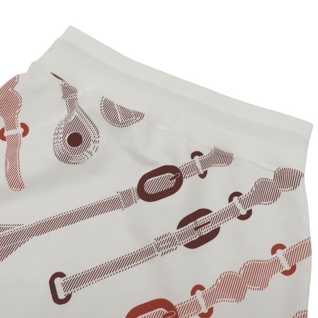 極美品▲HERMES エルメス 2025年製 5E4317DB コーチング リミックス コットン100％ ブラン ナチュレル ドローストリング ミニスカート 36
