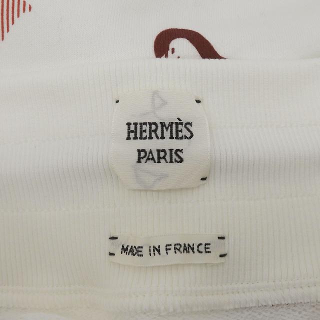 極美品▲HERMES エルメス 2025年製 5E4317DB コーチング リミックス コットン100％ ブラン ナチュレル ドローストリング ミニスカート 36