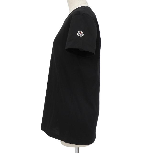 未使用品▲MONCLER モンクレール 2024年製 コットン100％ ロゴワッペン付き クルーネック 半袖Ｔシャツ ブラック M 正規品 レディース_1