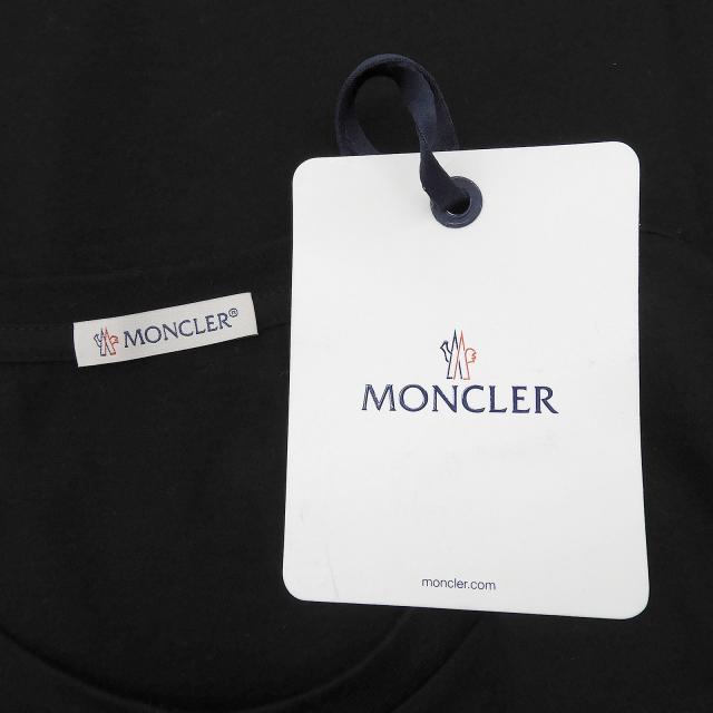 未使用品▲MONCLER モンクレール 2024年製 コットン100％ ロゴワッペン付き クルーネック 半袖Ｔシャツ ブラック M 正規品 レディース_5