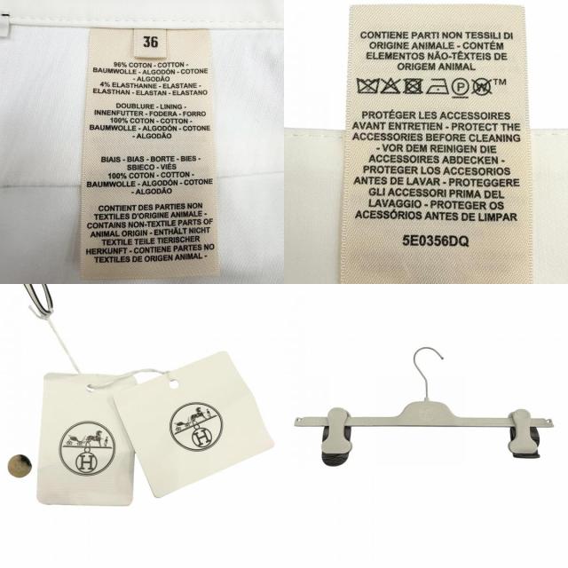 未使用品◇HERMES エルメス 2025年製 5E0356DQ コットン セリエボタン ロゴレザーパッチ付 スカート ホワイト 36 イタリア製 レディース