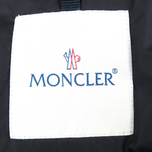 美品△MONCLER モンクレール DIMITRI ロゴワッペン ラムレザー切り替え スタンドカラー ライダース ダウンジャケット 黒 0 正規品 メンズ_6
