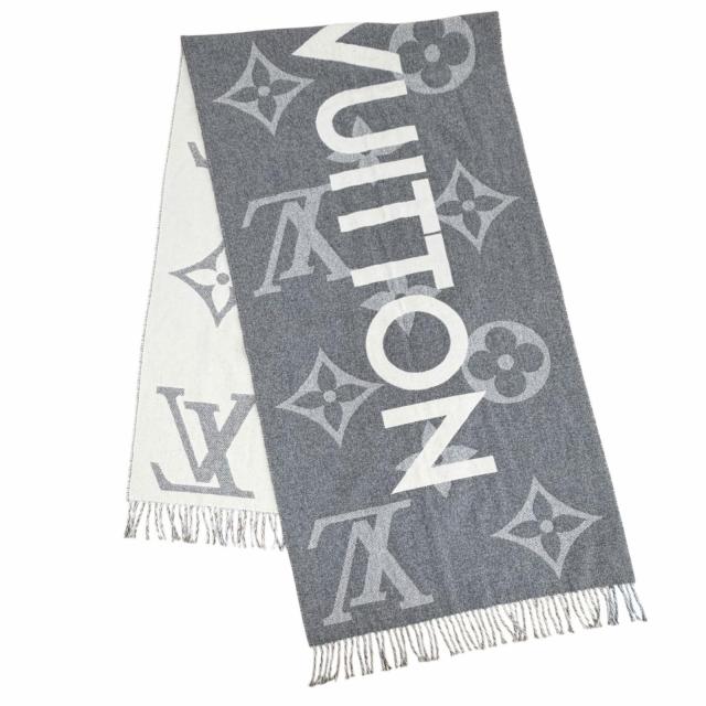 極美品◇LOUIS VUITTON ルイヴィトン M73455 エシャルプ・モノグラムキャピタル カシミヤ ウール フリンジ付 マフラー 英国製 正規品_1