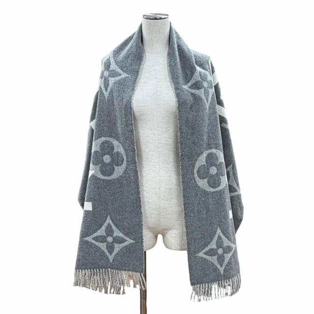 極美品◇LOUIS VUITTON ルイヴィトン M73455 エシャルプ・モノグラムキャピタル カシミヤ ウール フリンジ付 マフラー 英国製 正規品_2