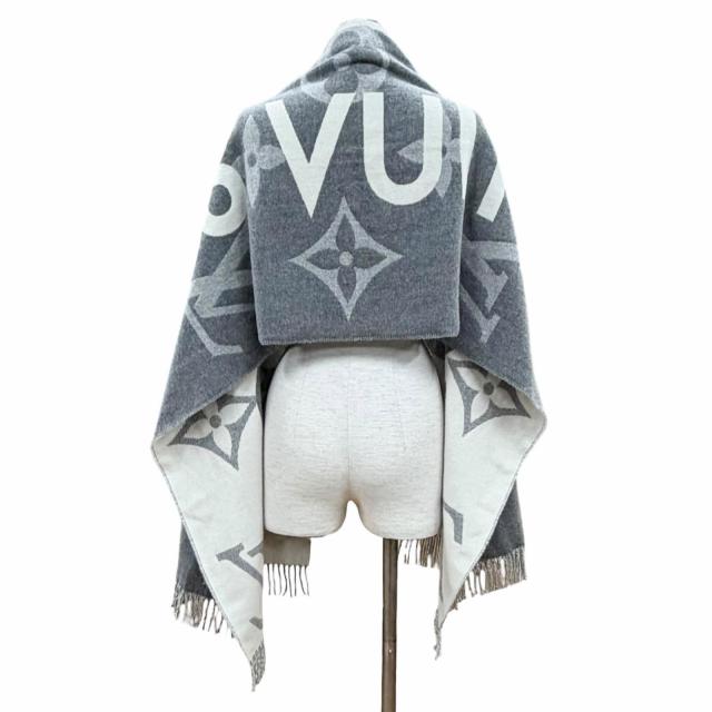極美品◇LOUIS VUITTON ルイヴィトン M73455 エシャルプ・モノグラムキャピタル カシミヤ ウール フリンジ付 マフラー 英国製 正規品_4