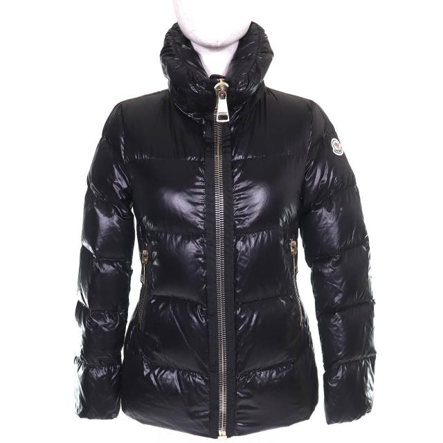 美品△MONCLER モンクレール 2015年 A20934636705 JOUX ジョックス ロゴワッペン ZIP UP ダウンジャケット ブラック 1 正規品 レディース