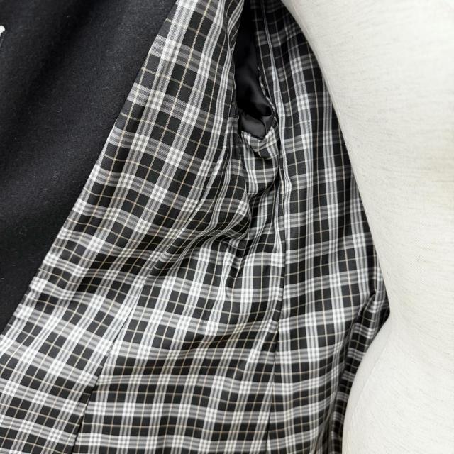 極美品★BURBERRY BLUE LABEL バーバリーブルーレーベル アンゴラ混 ラクーンファー・フード付 裏地チェック柄 コート 黒 40 正規品_4