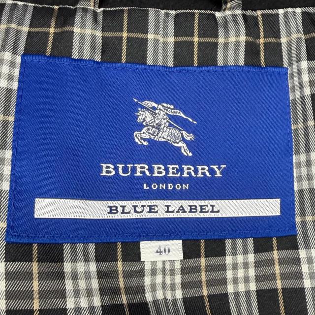 極美品★BURBERRY BLUE LABEL バーバリーブルーレーベル アンゴラ混 ラクーンファー・フード付 裏地チェック柄 コート 黒 40 正規品_8