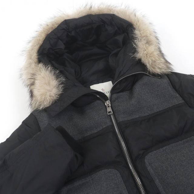 美品□MONCLER モンクレール DEDION GIUBBOTTO コヨーテファー フーデッド ダウンジャケット ブラック 1 ハンガー付き 正規品 メンズ_1