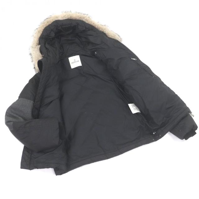 美品□MONCLER モンクレール DEDION GIUBBOTTO コヨーテファー フーデッド ダウンジャケット ブラック 1 ハンガー付き 正規品 メンズ_2