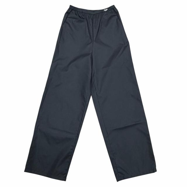 極美品◇PRADA プラダ 2022年製 22Y887 RE-NYLON ロゴ入り ロングパンツ ワイドパンツ ブラック 38S イタリア製 正規品 レディース