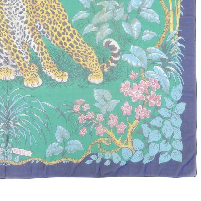 美品▲HERMES エルメス ヴィンテージ パレオ JUNGLE LOVE ジャングルラブ コットン100％ ストール マルチ フランス製 レディース_6