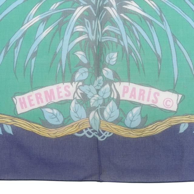 美品▲HERMES エルメス ヴィンテージ パレオ JUNGLE LOVE ジャングルラブ コットン100％ ストール マルチ フランス製 レディース_7