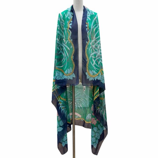 美品▲HERMES エルメス ヴィンテージ パレオ JUNGLE LOVE ジャングルラブ コットン100％ ストール マルチ フランス製 レディース_1