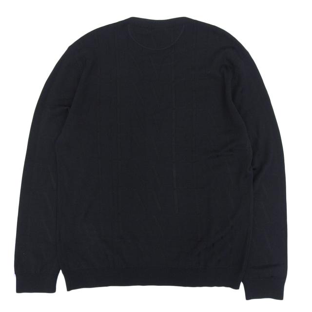 美品▲VALENTINO ヴァレンティノ VV3KC10D6LT ウール VLTNロゴ クルーネックプルオーバー ニット ブラック XL イタリア製 正規品 メンズ_1