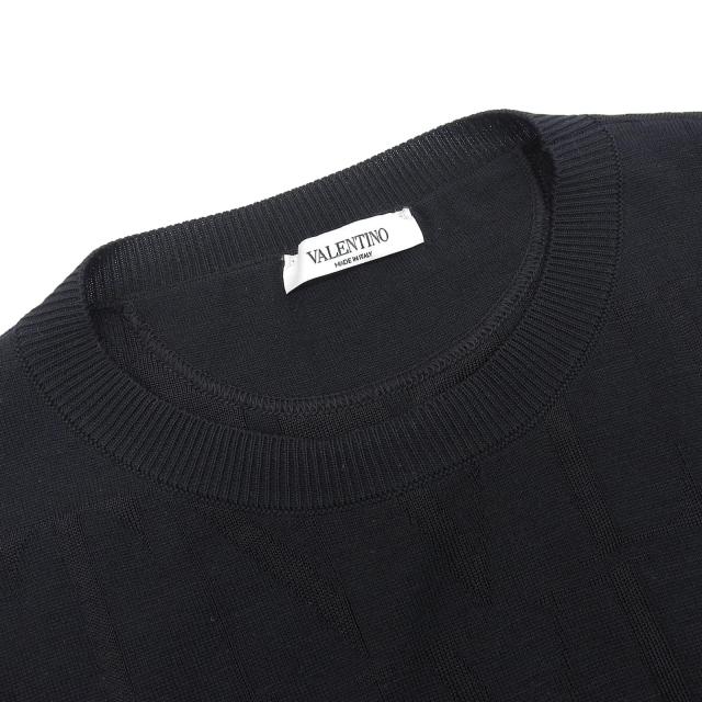 美品▲VALENTINO ヴァレンティノ VV3KC10D6LT ウール VLTNロゴ クルーネックプルオーバー ニット ブラック XL イタリア製 正規品 メンズ_2