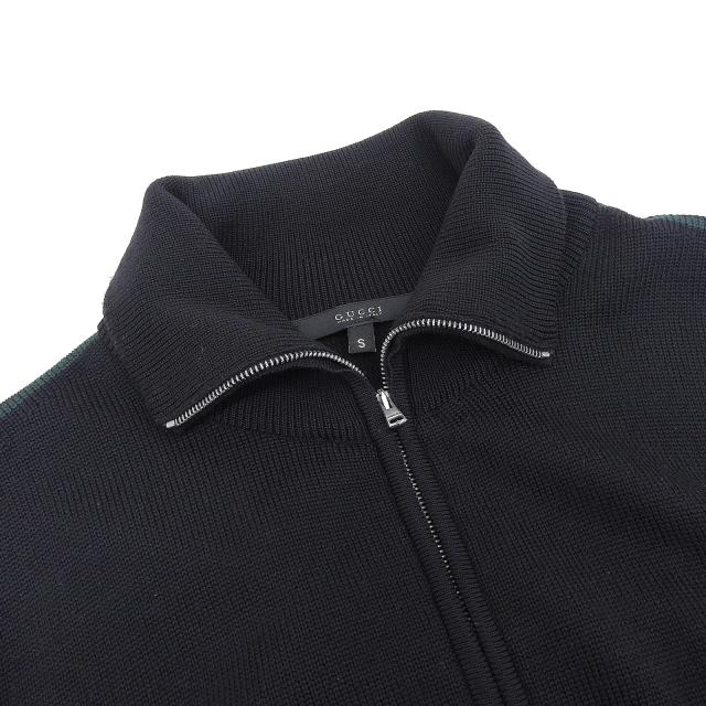 極美品▲GUCCI グッチ 296073 ウール100％ ウェブライン ZIP ロングスリーブ ドライバーズ ニット ブラック S イタリア製 正規品 メンズ_4