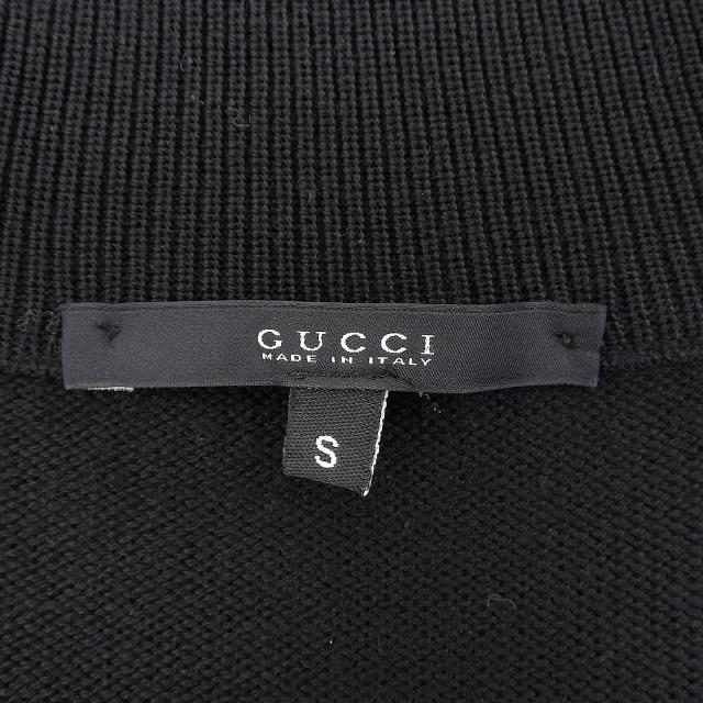 極美品▲GUCCI グッチ 296073 ウール100％ ウェブライン ZIP ロングスリーブ ドライバーズ ニット ブラック S イタリア製 正規品 メンズ_6