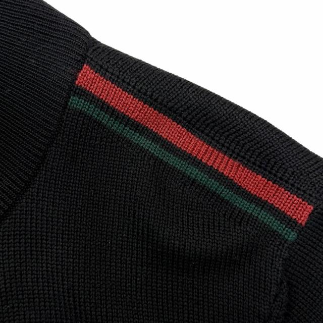 極美品▲GUCCI グッチ 296073 ウール100％ ウェブライン ZIP ロングスリーブ ドライバーズ ニット ブラック S イタリア製 正規品 メンズ_5