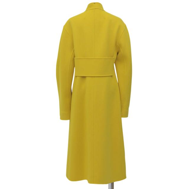 未使用品▲SPORTMAX スポーツマックス ウール カシミヤ 比翼仕立て ビジュー付き スタンドカラー ロングコート 黄 42 正規品 レディース_1