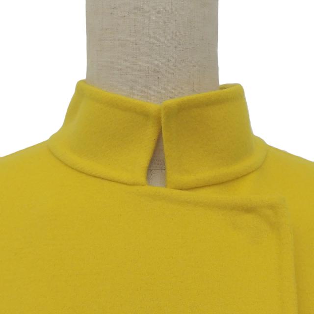 未使用品▲SPORTMAX スポーツマックス ウール カシミヤ 比翼仕立て ビジュー付き スタンドカラー ロングコート 黄 42 正規品 レディース_2