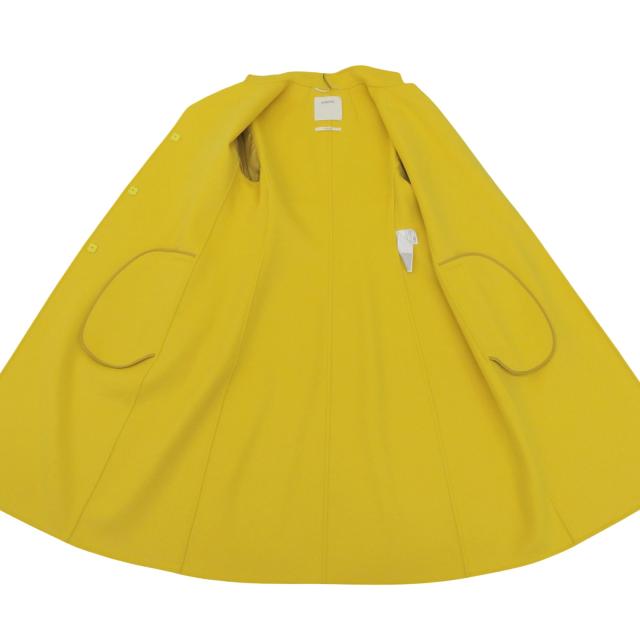 未使用品▲SPORTMAX スポーツマックス ウール カシミヤ 比翼仕立て ビジュー付き スタンドカラー ロングコート 黄 42 正規品 レディース_3