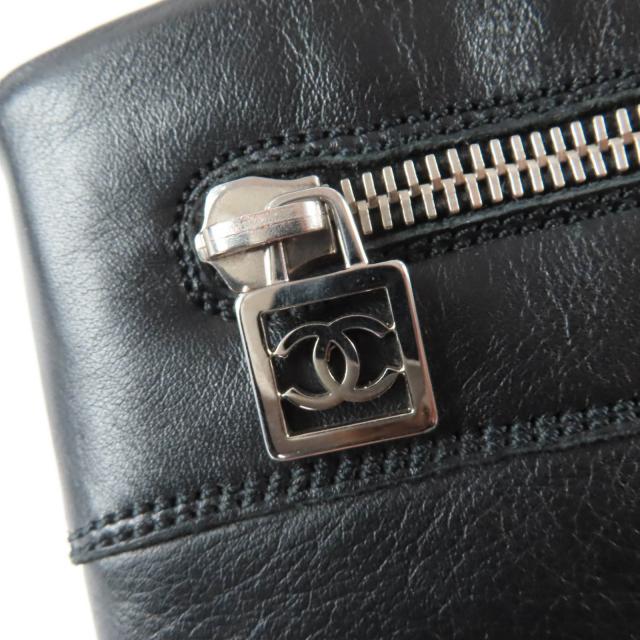 美品☆CHANEL シャネル 09A G26537 CCコココクーン レザー エンジニアブーツ ショートブーツ ブラック 37 イタリア製 レディース_7