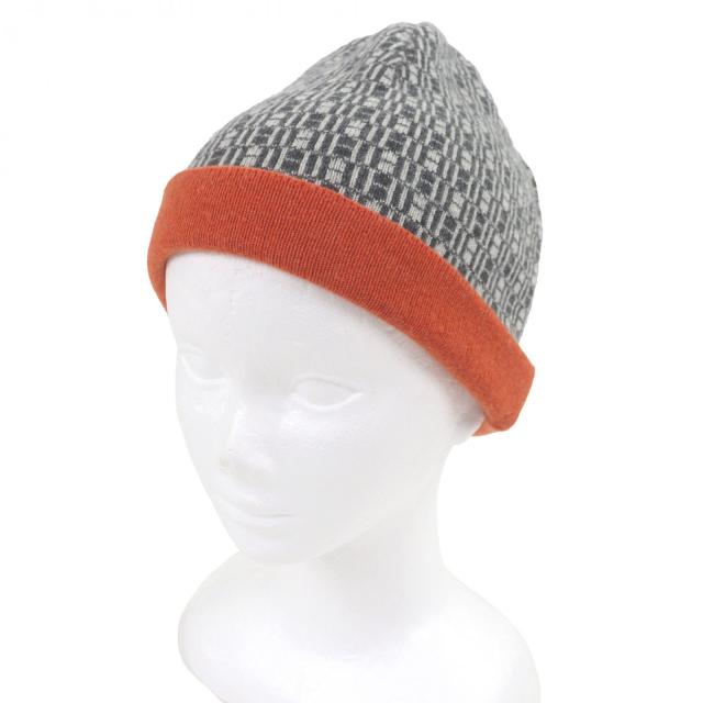 美品□HERMES エルメス ヴィンテージ マルジェラ期 Hロゴ総柄 ビーニー ニットキャップ ニット帽 グレー オレンジ メンズオススメ 24,090円