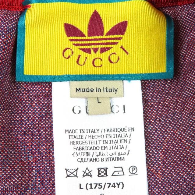 極美品△GUCCI adidas グッチ×アディダス 702873 トレフォイル ジャカード ショートパンツ レッド ブルー ベージュ L イタリア製 正規品_4