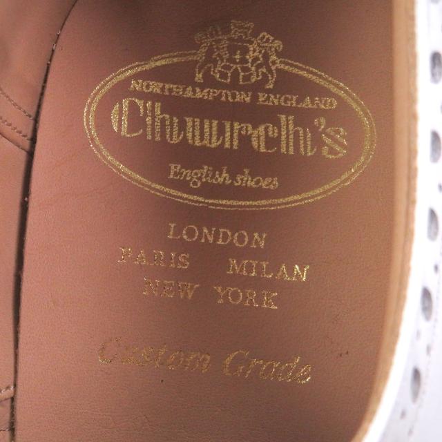 未使用品□CHURCH’S チャーチ DOWNTON ダウントン レザー ウイングチップ フルブローグ ドレスシューズ ネイビー ホワイト 90G メンズ_6