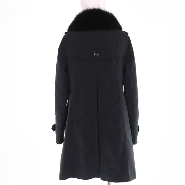 美品☆BURBERRY LONDON バーバリーロンドン フォックスファー・ノバチェックダウンライナー付 コート ブラック 42 正規品 レディース_2