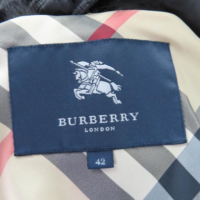 美品☆BURBERRY LONDON バーバリーロンドン フォックスファー・ノバチェックダウンライナー付 コート ブラック 42 正規品 レディース_6