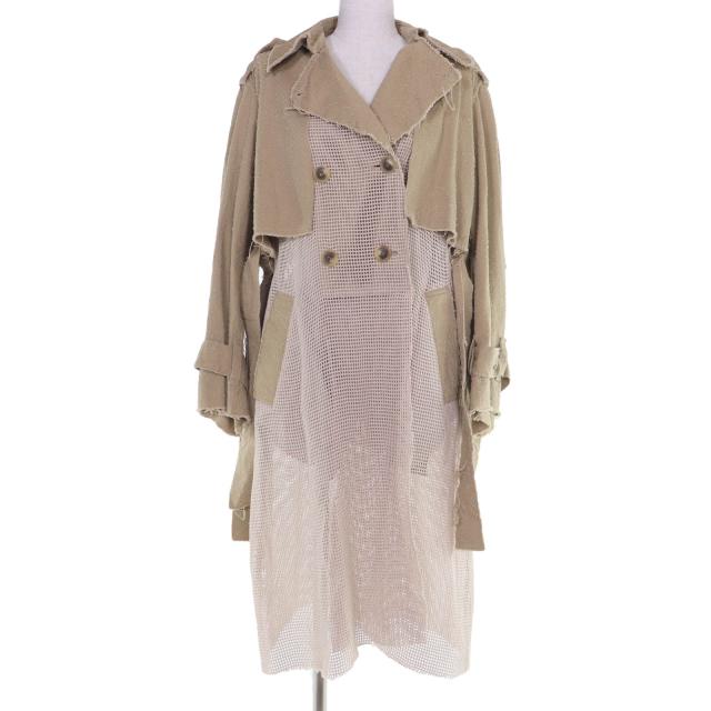 極美品☆FUMIE TANAKA フミエタナカ 23SS F23S-01 コットン100％ needle trench CO トレンチコート ベージュ 1 日本製 正規品 レディース