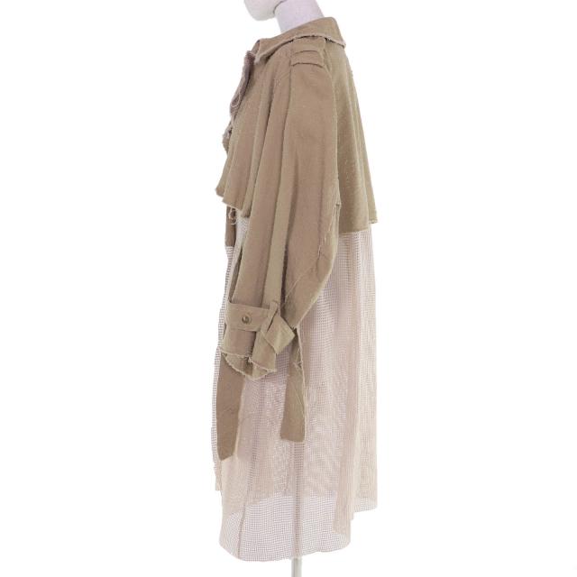 極美品☆FUMIE TANAKA フミエタナカ 23SS F23S-01 コットン100％ needle trench CO トレンチコート ベージュ 1 日本製 正規品 レディース_1