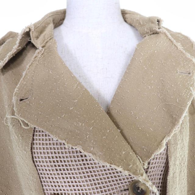 極美品☆FUMIE TANAKA フミエタナカ 23SS F23S-01 コットン100％ needle trench CO トレンチコート ベージュ 1 日本製 正規品 レディース_3