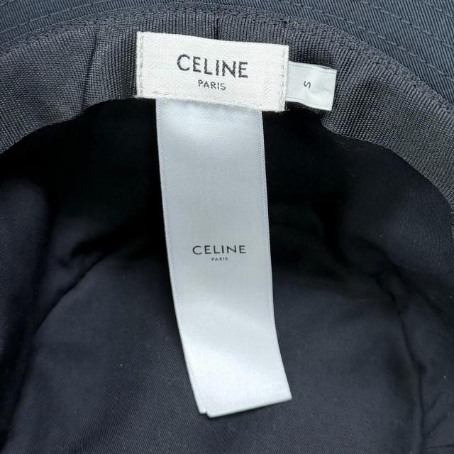 美品★CELINE セリーヌ 2AUE5968P コットン100％ トリオンフ バケットハット ハット 帽子 ブラック S フランス製 正規品 レディース_5