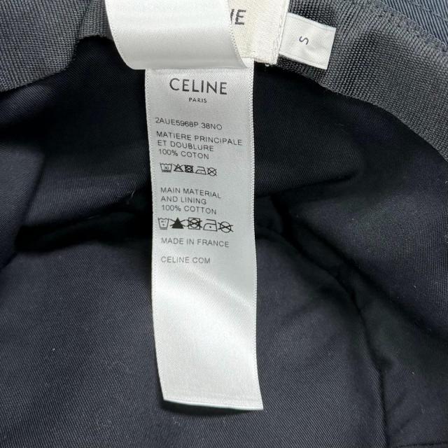 美品★CELINE セリーヌ 2AUE5968P コットン100％ トリオンフ バケットハット ハット 帽子 ブラック S フランス製 正規品 レディース_6