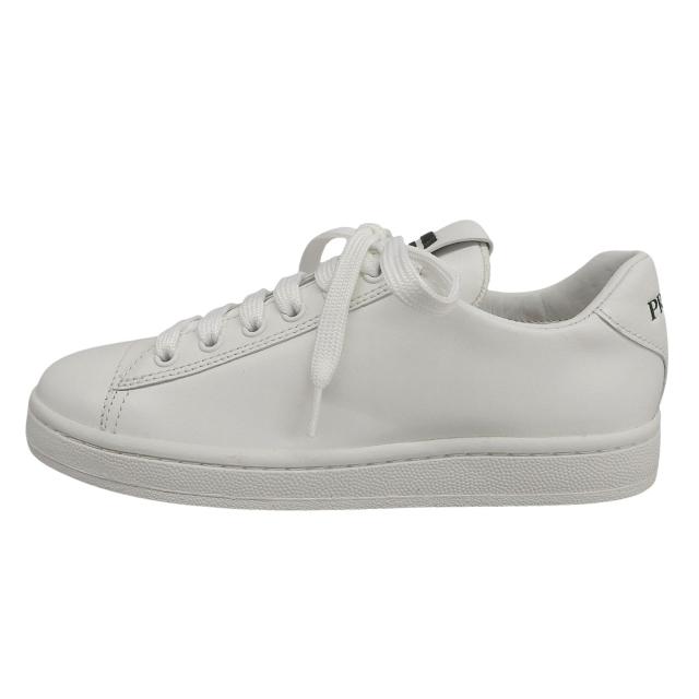 未使用品▲PRADA プラダ 2EG400 ロゴ入り レースアップ レザー ローカットスニーカー シューズ ホワイト 36 箱付き レディース_2