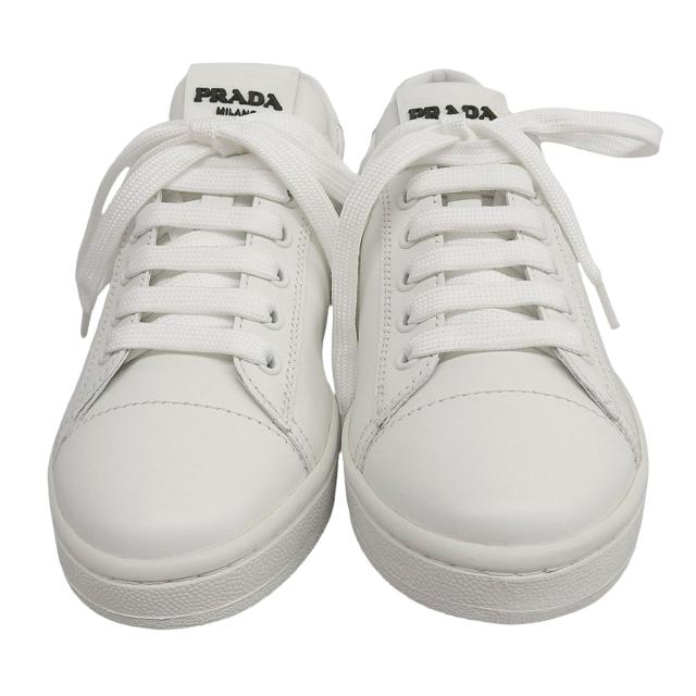 未使用品▲PRADA プラダ 2EG400 ロゴ入り レースアップ レザー ローカットスニーカー シューズ ホワイト 36 箱付き レディース_3