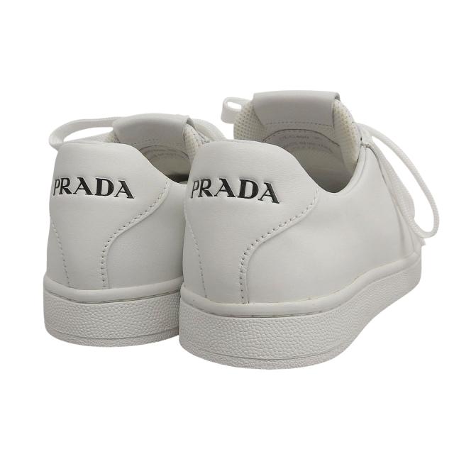未使用品▲PRADA プラダ 2EG400 ロゴ入り レースアップ レザー ローカットスニーカー シューズ ホワイト 36 箱付き レディース_4